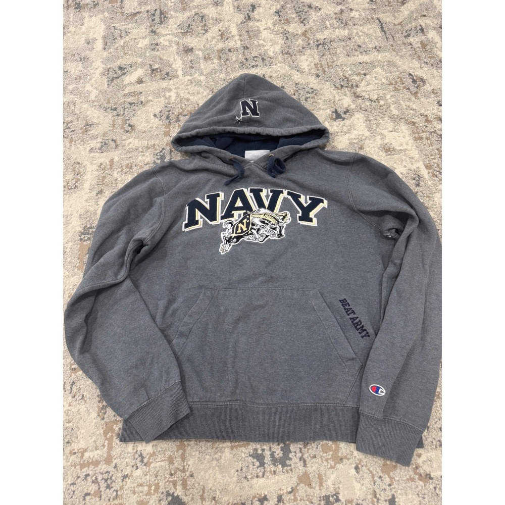 Champion Navy Midshipmen Beat Army Hoodie Gray USNA Mascot Sweatshirt Medium